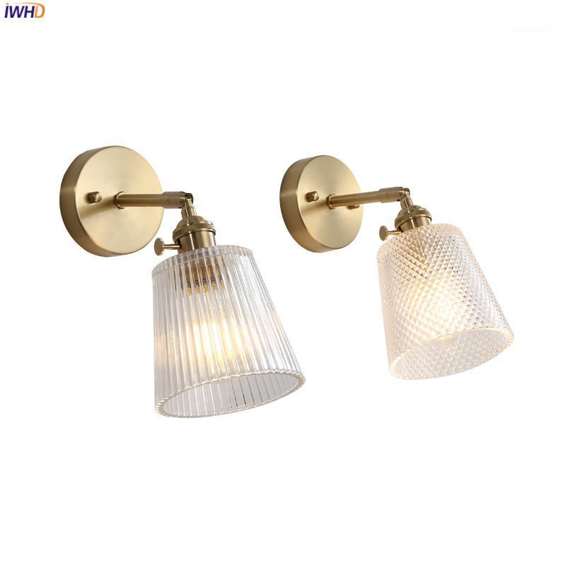 

IWHD Janpan Copper Glass LED Wall Light Fixtures Bedroom Bathroom Mirror Retro Vintage Wall Lamp Sconce Wandlamp Applique Murale1