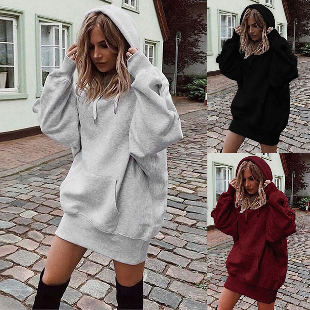 

Women Fashion Solid Color Clothes Hoodies Pullover Coat Sweatshirt Sweetshirts Autumn Pullover Blouse Shirts, Black