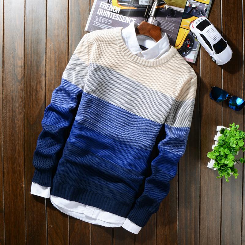 

2020 Autumn Winter Wool Striped Sweater Mens Brand Casual Blue Male Sweater O-Neck Slim Fit Knitting Men Sweaters Pullovers, Green