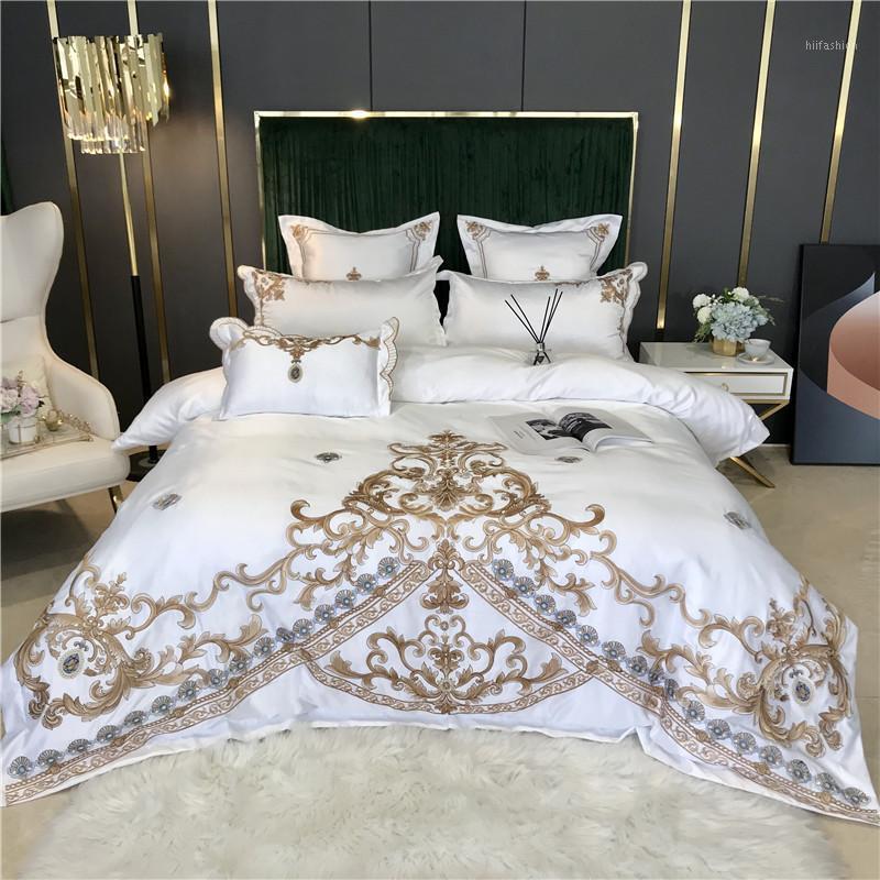 

Luxury 4pcs High Quality 100% Cotton Bedding Set Solid Duvet Cover Set 1 Quilt Cover + 1 Flat Sheet + 2 Pillowcases Queen King1