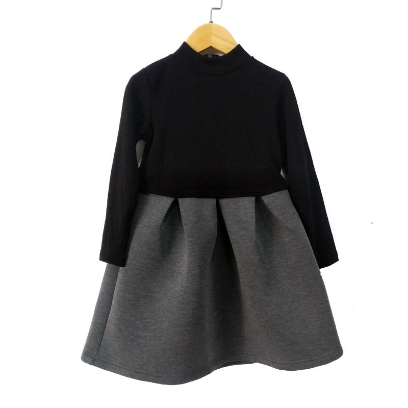 

New Winter kids Dress for Girl Long Sleeve Princess Dresses 3 to 12 year Girls plus velvet children Bow Thick Warm school dress, Color 2