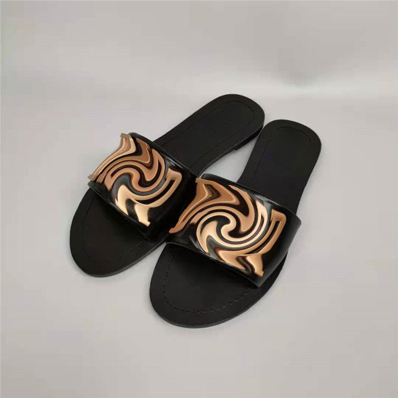 

Slip on Slipper Letter Women Shoes Summer PU Leather Casual Outdoors Fashion Classic Comfortable 2021 New Fat Mixed Colors Concise HM208, White
