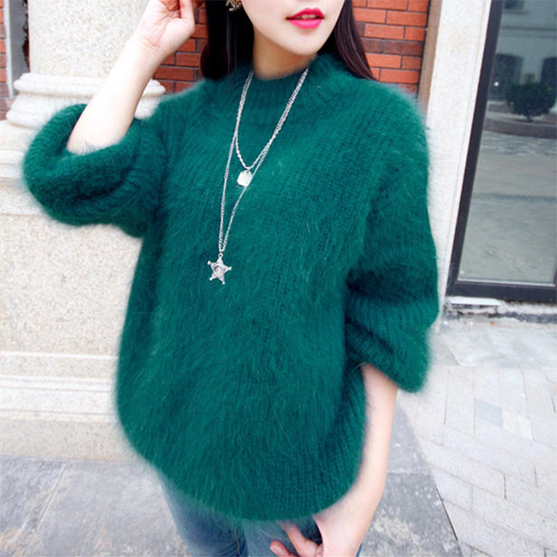 

2021 New Autumn Women Sweaters Hot Pullovers Minimalist Knit Lantern Elegant Sleeve Sw6872 UE8H, White