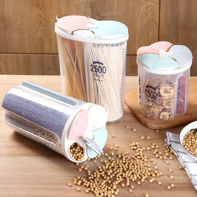 

Kitchen Storage Tank Supplies Dispenser Cereal Storage Box Container ompartment Transparent Box Grains Tank Sealed