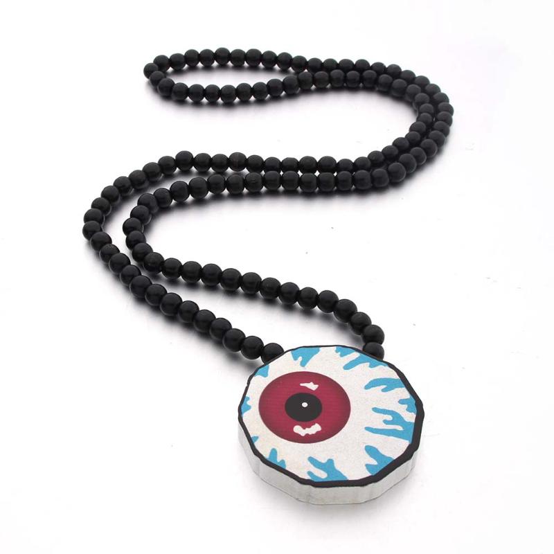 

Goodwood Jewelry Nyc Hiphop Eyeball Necklace Necklace Beaded Wood Pendent