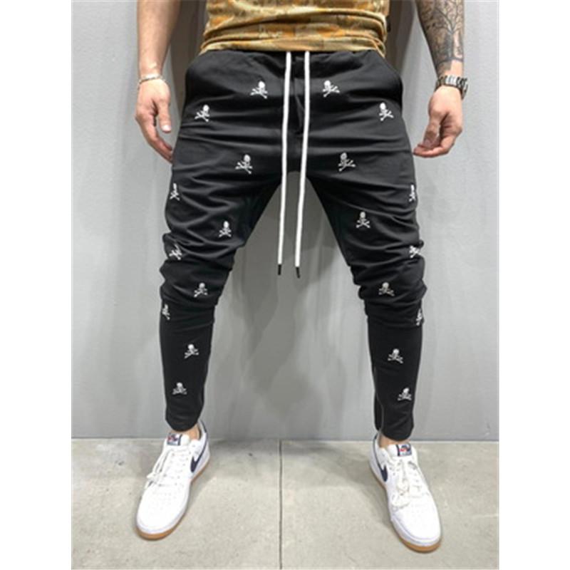 

Man Embroidery Pencil Pants Fashion Trend Sport Joggers Casual Drawstring Sweatpants Designer Male Autumn New Slim Zipper Trousers, Black