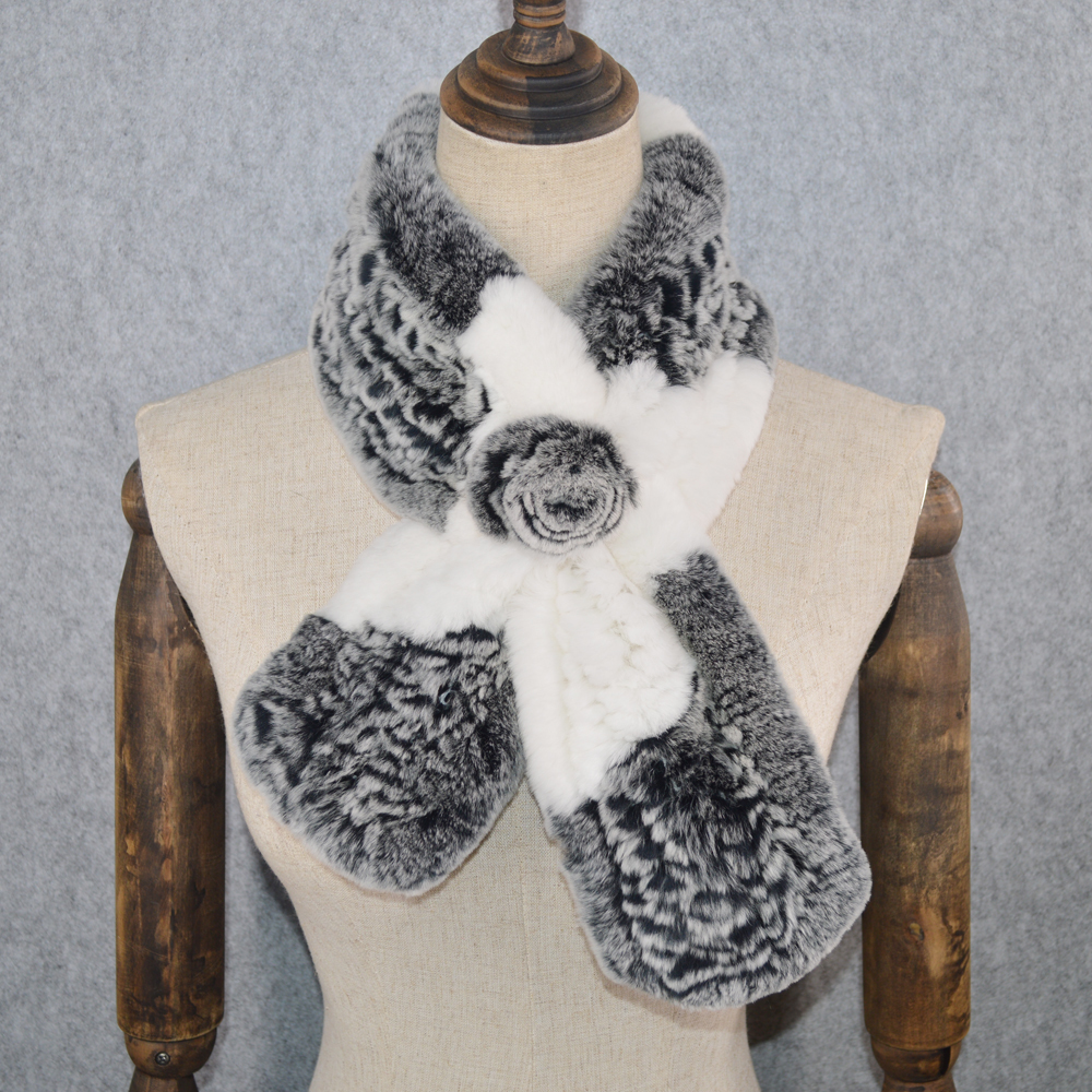 

2020 hot women's royal soft tissue 100% natural ring gril mesh rex rabbit skin scarfs