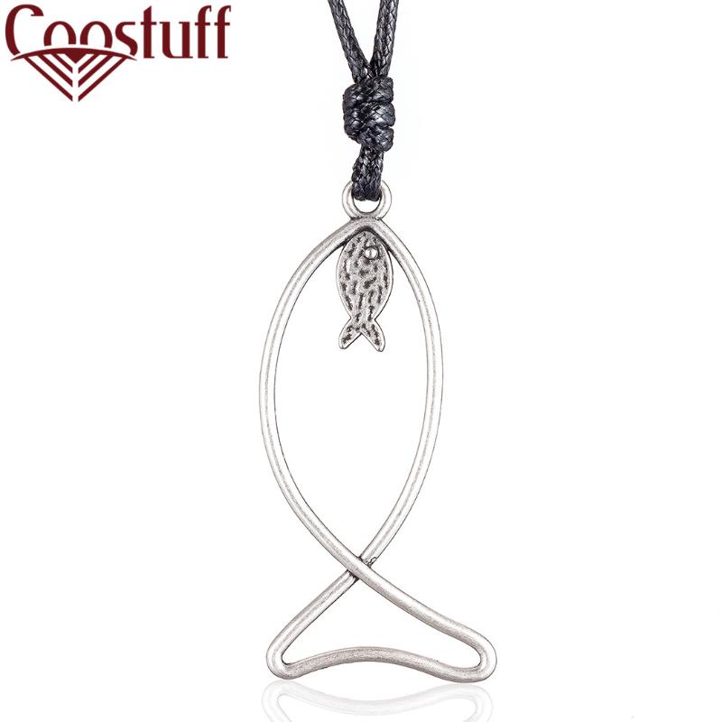 

Fashion Women Silver Color Fish Pendant Necklaces Vintage Woman Accessories Gifts Jewelry Long Necklace for Valentine's Day 2020