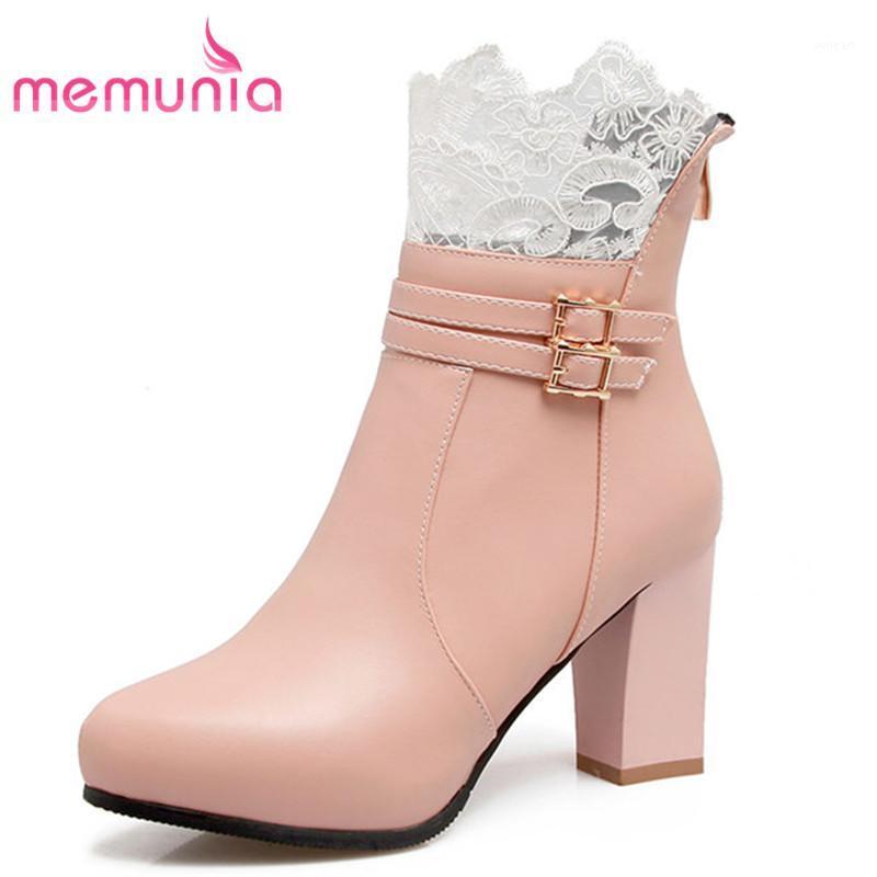 

MEMUNIA big size 34-43 winter boots female simple buckle fashion boots high heels round toe new arrive 2020 ankle1, Black