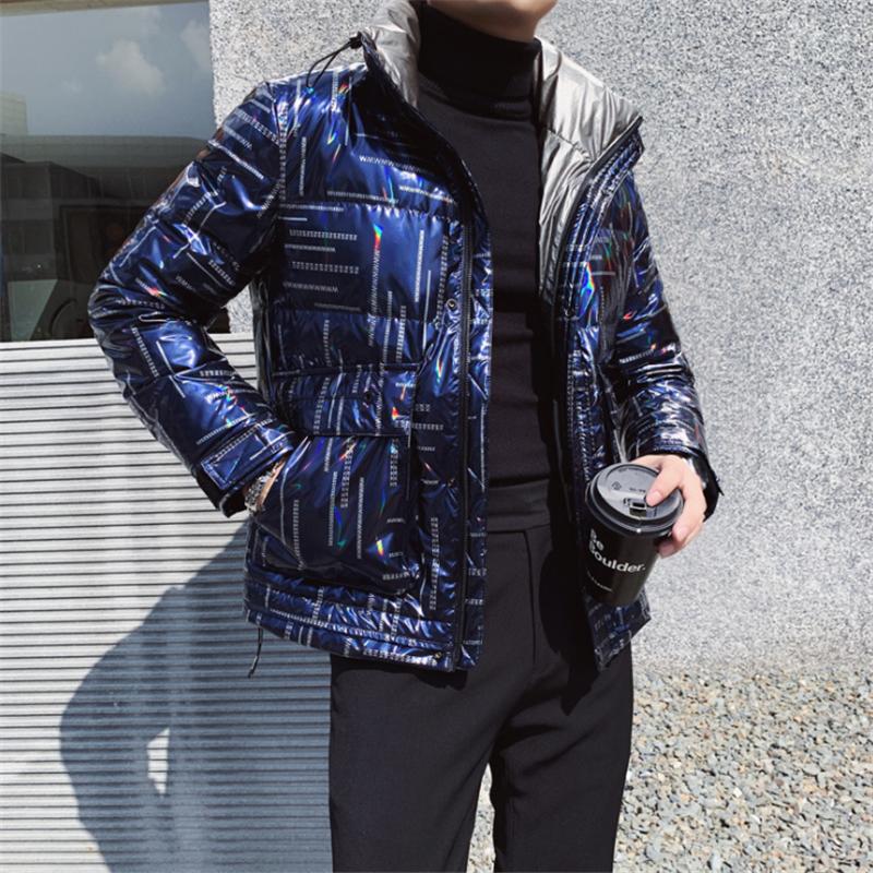 

2021 winter new light and thin shiny down jacket men's thick warm white duck down trend autumn and winter jacket, Black