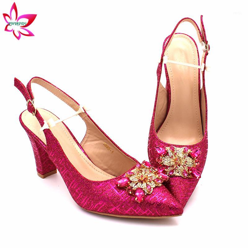 

Fashionable New Design Nigerian Ladies Shoes and Bag Set in Fuchsia Color African Women Shoes Matching Bag for Wedding1, Silver