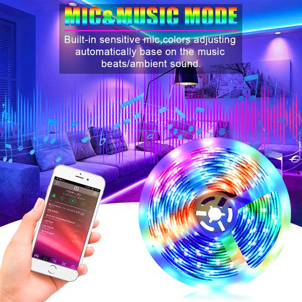 

Best seller 5M LED Strip Lights RGB Strips Tape Light 150 LEDs SMD5050 Waterproof Bluetooth Controller + 24Key Remote Control
