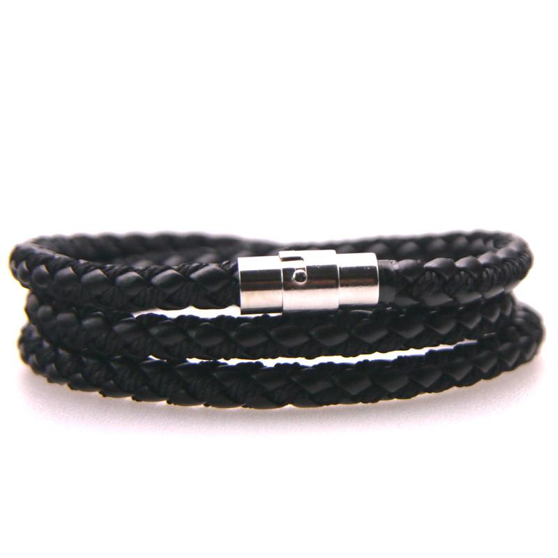 

Trendy Genuine Leather Bracelets Men Stainless Steel Multilayer Braided Rope Bracelets for Male Female Jewelry