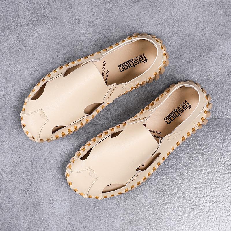 

2020 flops man 2020 male beach sandel sandals-men work flip sandals platform outdoor roman slippers leather hollow sport rubber1, Black