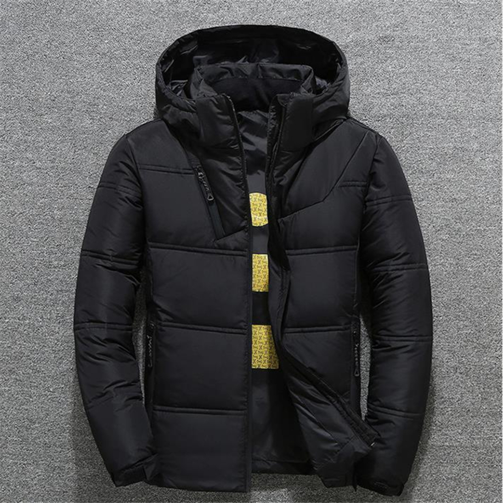 

Winter Mens Quality Thermal Thick Coat Snow Parka Male Warm Outwear 80% White Duck Down Jacket Men Doudoune Homme, Black