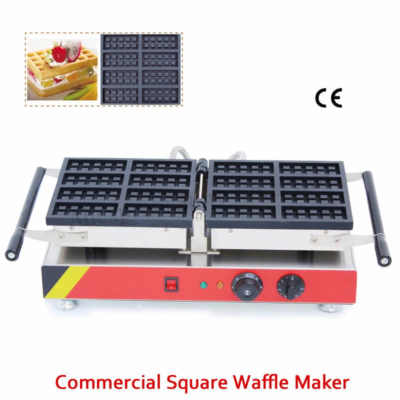 

Commercial Non-stick 8 Moulds Small Rectangle Waffle Machine Belgian Waffle Baker Maker 1500W 220V 110V Street Snack