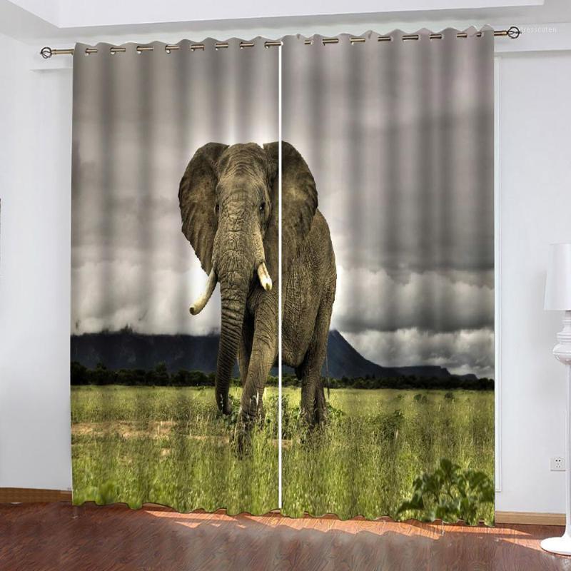 

Luxury Blackout 3D Window Curtains For Living elephant curtains 3d stereoscopic1, As pic