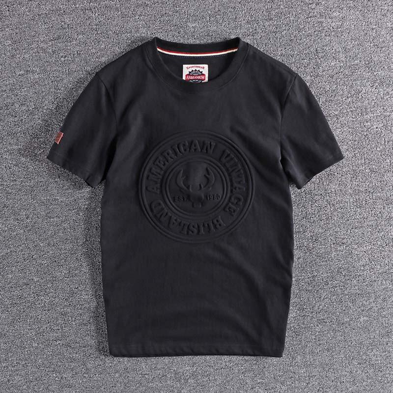

Summer 2020 new embossed lettering pattern for European and American men's round neck short sleeve T-shirt plus size tops Tee XL, Black