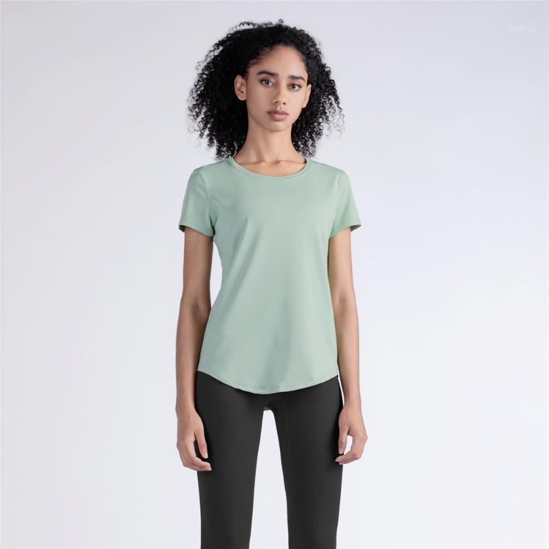 

Sports T-shirt for Women Round Neck Loose Pure Color Running Tops Fitness Gym Yoga Top Short Sleeve Workout Training AD12481, White