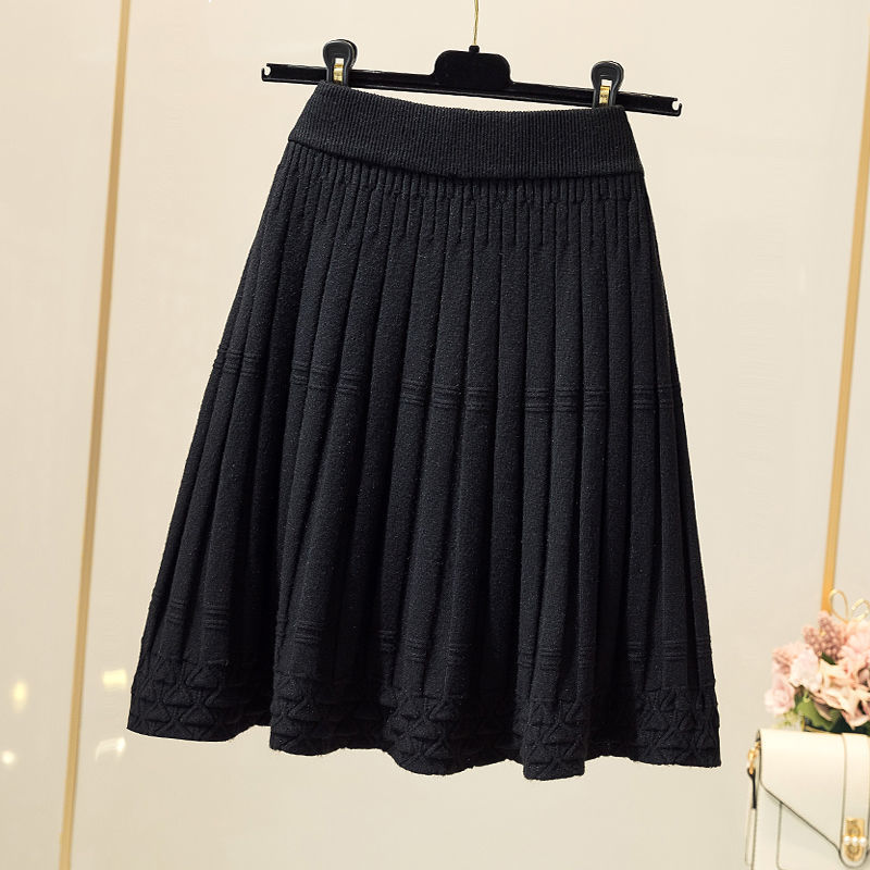 

New springtime 2021 elastic knitting women high-colored solid for woman streetwear a-line skirt y287 8DJB, Unkkaqiseunk