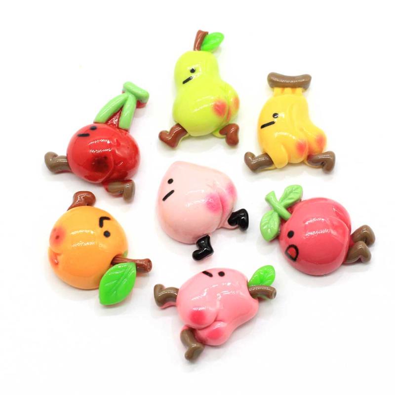 

20/100pcs New Designs Kawaii Cartoon Resin Fruit Pear Peach Banana Flatback Cabochons DIY Scrapbooking Craft Decoration