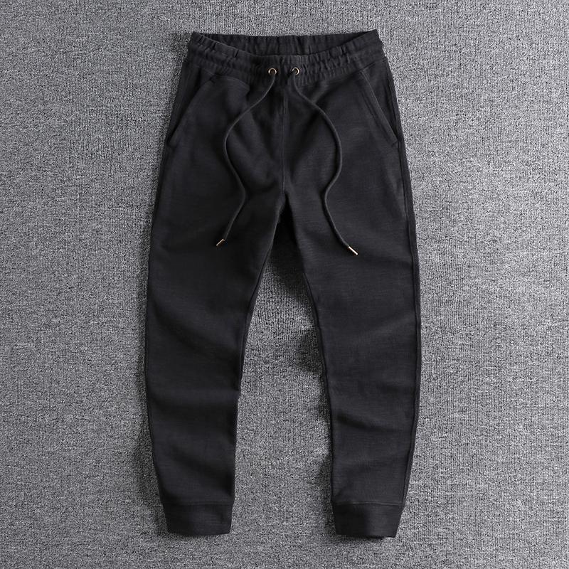 

2020 new arrival Knitted youth sports Leggings European and American high quality causal solid color casual pants for men 0698, Black