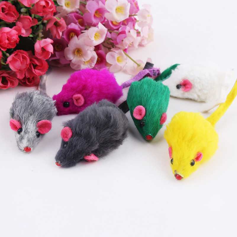 

2pcs Kitten Car Play Playing Funny Toys False Mouse in Rat For Pet Cat Funny Gift BUUA Colorful Plush Rat Playing toy