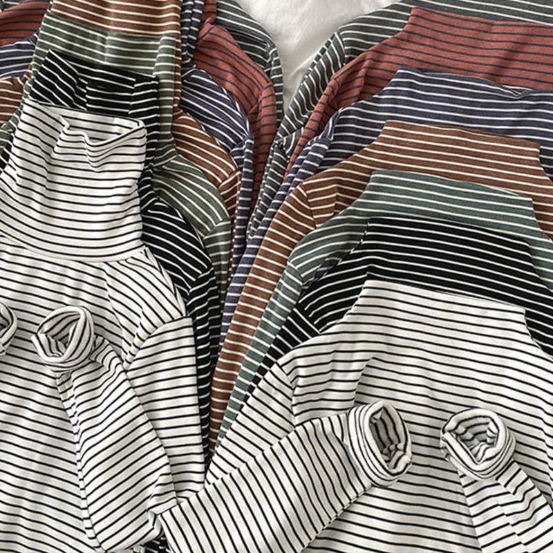 

Striped Bottomed T-shirt Spring Autumn Women Korean Style Slim Plush Warm Long Sleeve Casual Cotton Top, As picture