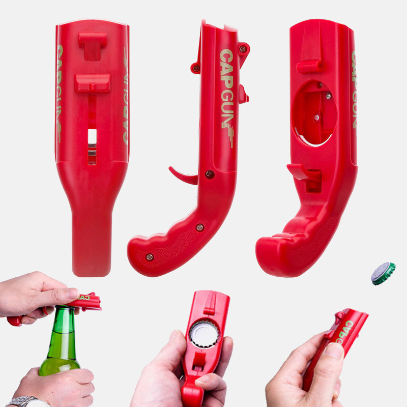 

Portable Cap Gun Creative Flying Cap Launcher Bottle Beer Opener Bar Tool Drink Opening Gun Shaped Bottle Lids Shooter fast shipping