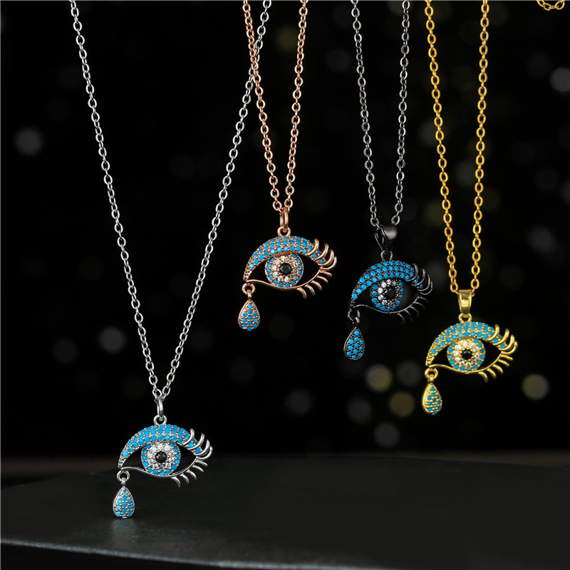 

Fashionable Micro Insert Copper Devil Eye Pendant Necklace Beautiful Womens Necklaces with Chain