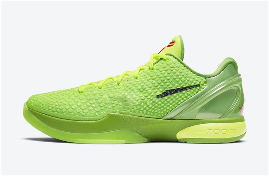 

2020 Released Authentic Christmas 6 Protro Grinch Mamba Green Apple/Volt-Crimson-Black Man Outdoor Shoes Sports Sneakers With Original Box