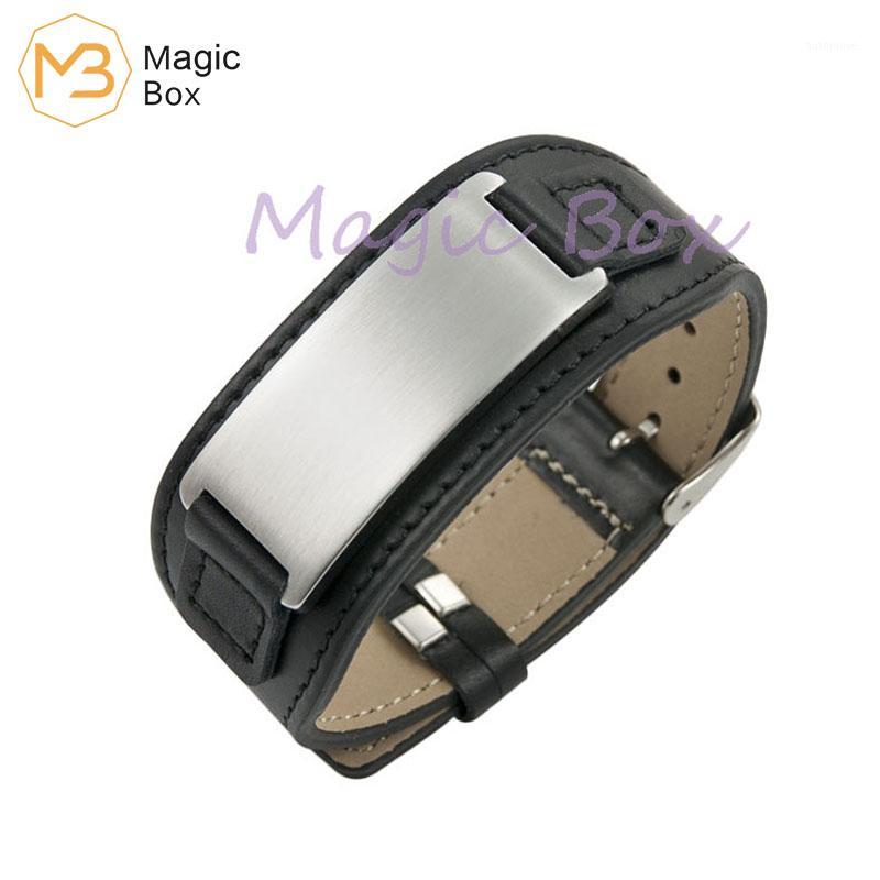 

Leather bracelet stainless steel Male Punk bracelet fashion personalise black adjustable buckle female jewellr1