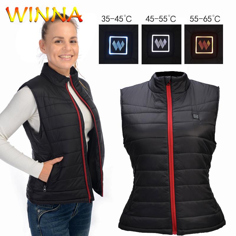 

Electric Heated Vest Washable USB Charging Heated Clothing Outdoor Hiking Skiing Man Woman Warm cold proof Jacket Vest, Woman without