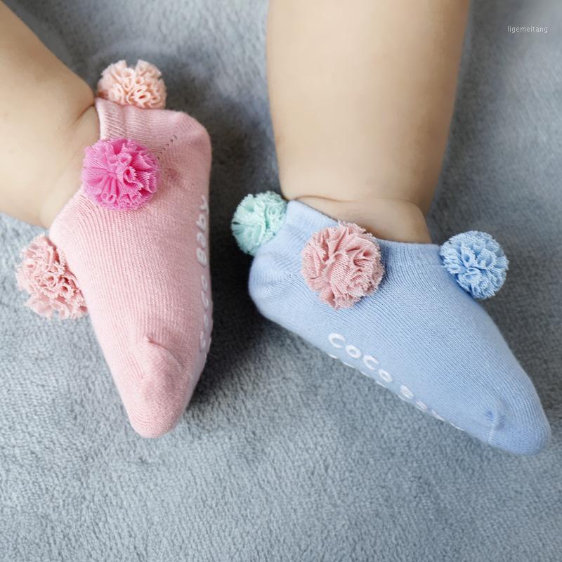 

Girl Baby Socks Non-slip Floor Socks Solid Color Pure Cotton Wool Ball Accessories Children's Newborn Toddler1, Black