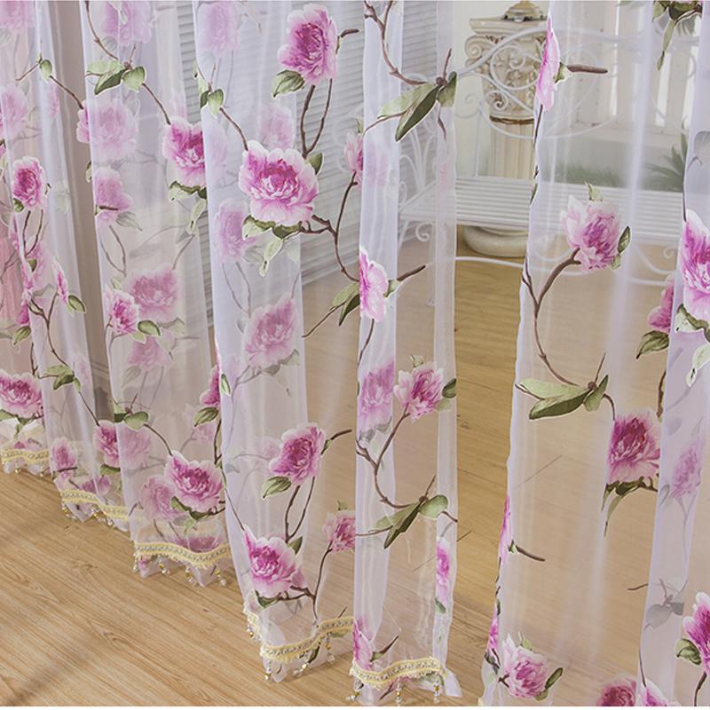 

Eseld 2020 Modern Floral Tulle Window Treatments Sheer Curtains for Living Room the Bedroom Kitchen Panel Drapes and Blinds, Yellow
