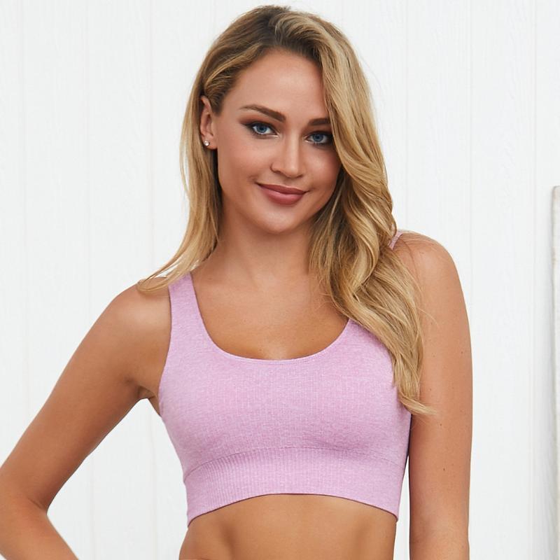 

Spot! European and American Hot-Selling Nylon Quick-Drying Slim Yoga Fitness Top Professional Sports Seamless Fitness Bra Female1, Beige