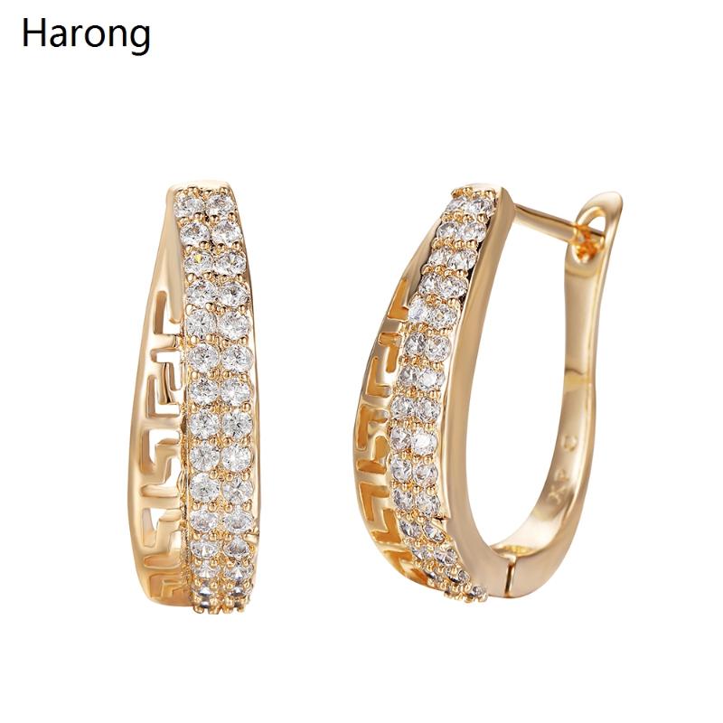 

Trend And Elegant Copper Drop-shaped Hollow Stud Earring Zircon Crystal Luxury Golden Big Earrings Aesthetic Jewelry For Woman