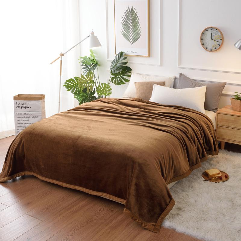 

Home Textile Autumn and Winter Flannel Wool Blanket Warm Soft Coral Fleece Blanket Bedding Adult Solid Bed Cover Sofa Bed Cover