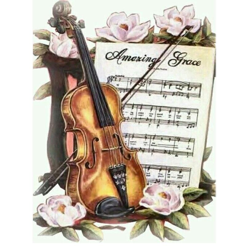 

Paintings 5D Diy Daimond Painting Cross-stitch "Violin" 3D Diamond Full Round Rhinestones Diamant Embroidery Home Decor