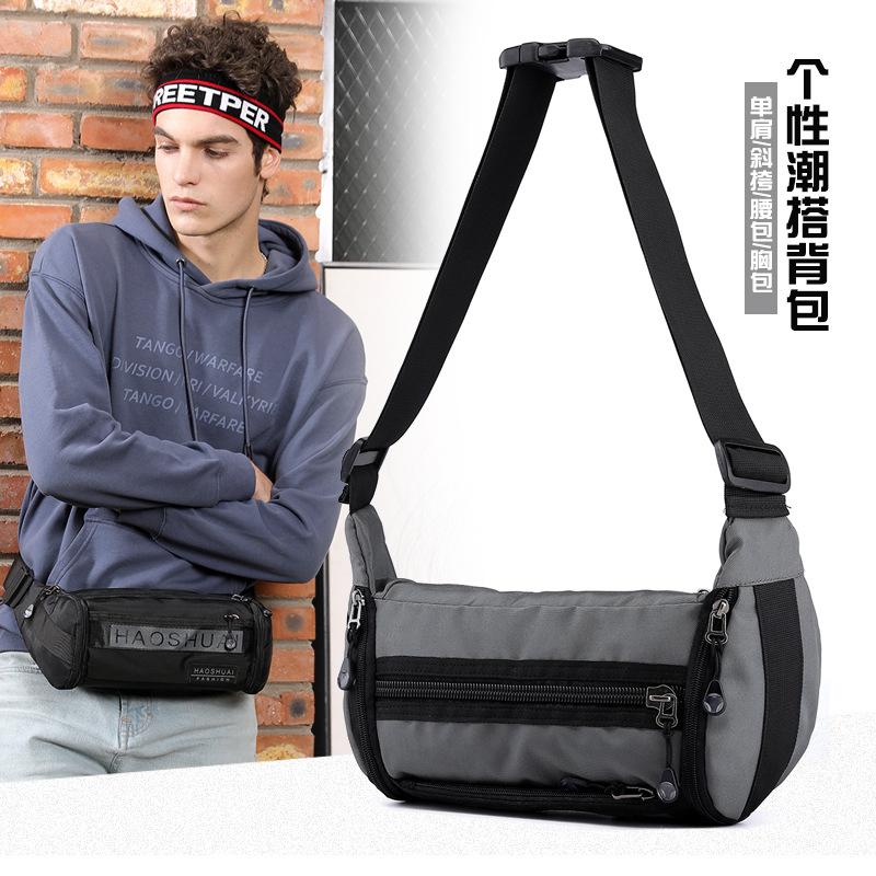 

Nylon Waist Bags Large Capacity Fashion Chest Bag Multifunctional Outdoor Leisure Saszetka Na Biodra Bolsa De Cintura Masculina, Black