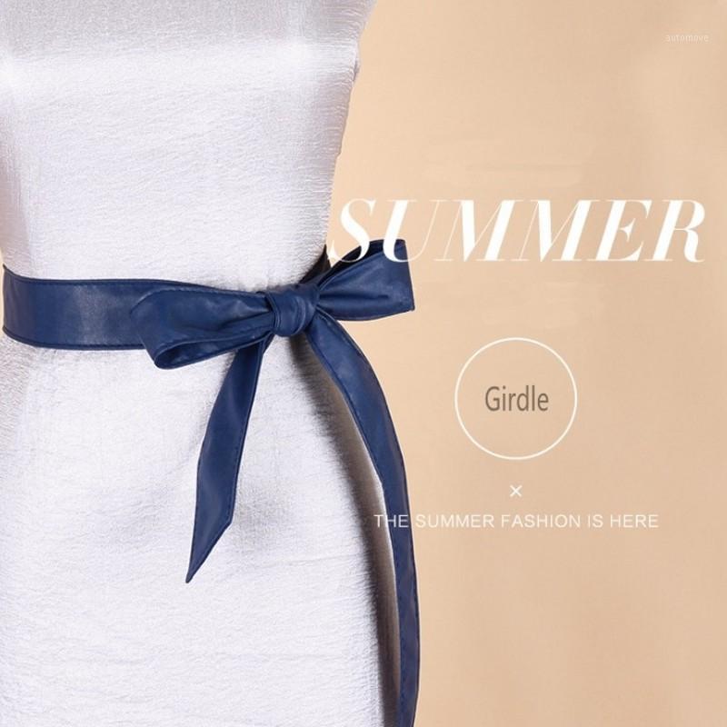 

Fashion Dress Corset Waistband Autumn Winter Wide Belts For Women Pu Leather Ties Bow Black White Female Slim Wedding Waist Belt1