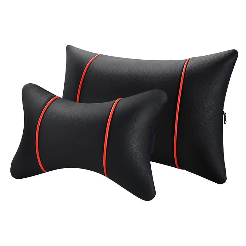 

Seat Cushions 2Pcs Leather Car Pillows Headrest Neck Rest Cushion Support Accessories Auto Black Safety Pillow Universal Decor