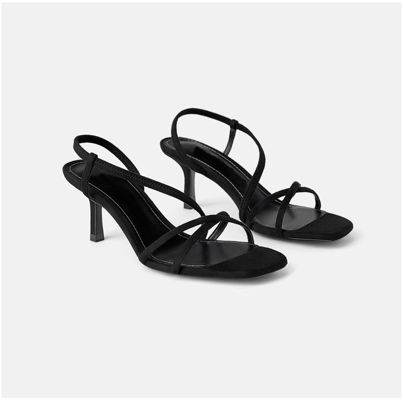 

Latest Summer Rome Thin Heels High sandals Peep-toe French And Ins Style shoes For Young girls, Black