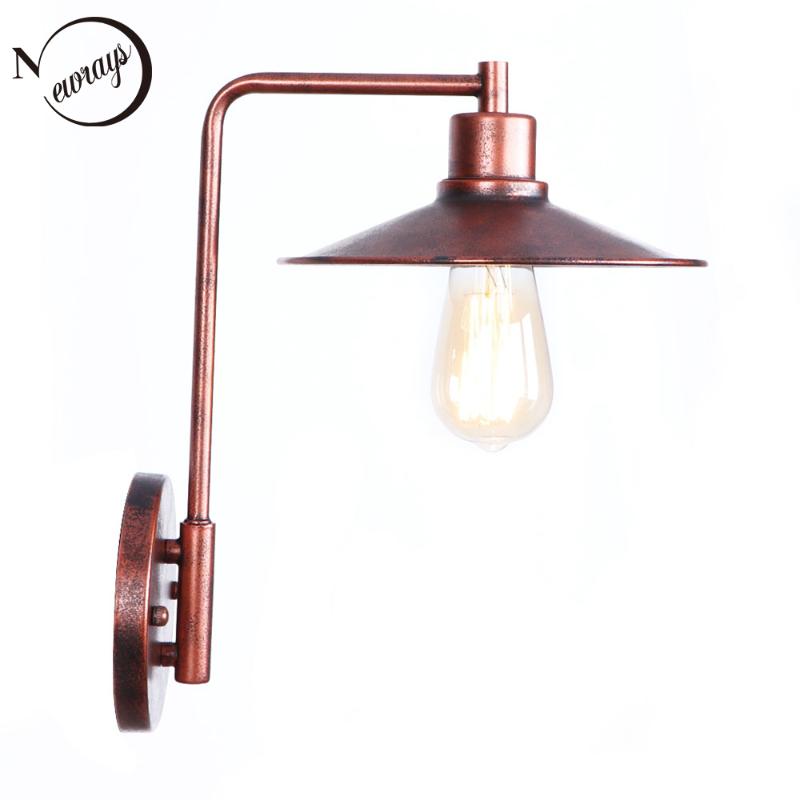 

Vintage iron painted minimalist black wall lamp E27 220V LED lustre wall lamp for living room bedroom restaurant hallway kitchen