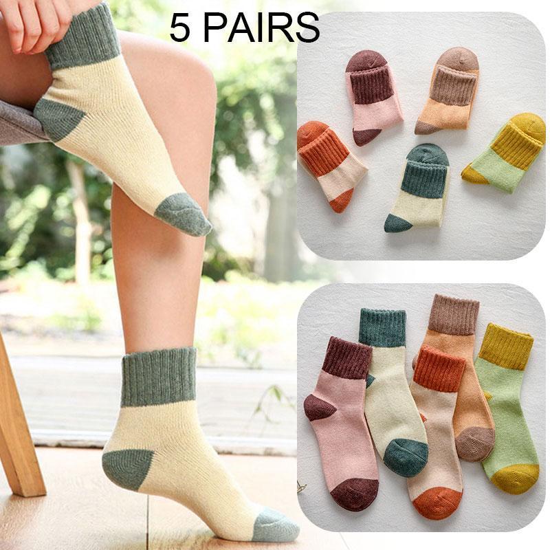 

5 Pairs/set Adult Winter Socks for Women Spring Autumn Cotton Breathable Warm Socks High Quality Elastic Soft Girls1, 03