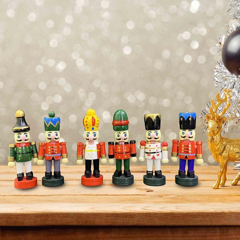 

New Classic Nutcracker Christmas Tree Decoration Pendant Set Doll Vintage Handmade Puppets Wooden Party Decorations