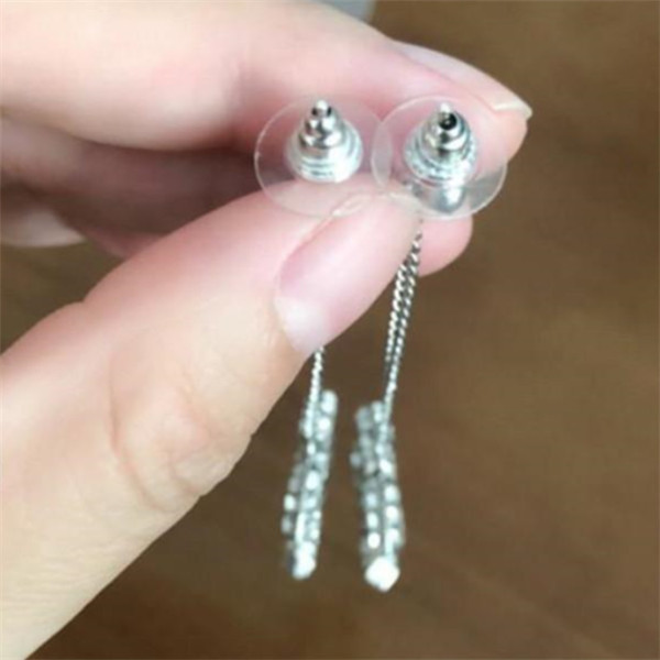 

Fashion diamond hoop earrings aretes for lady women Party wedding lovers gift engagement jewelry for Bride With red BOX y6551, Silver