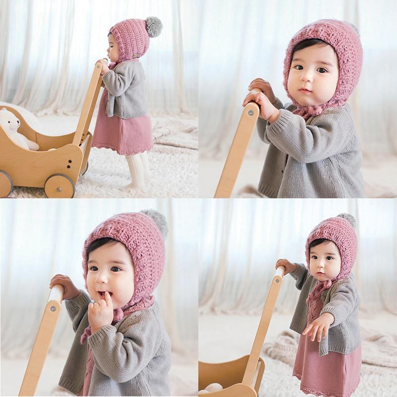 

Big Cute Hair Ball Winter Baby Kids Cotton Knitted Caps Girls Boys Warm Bonnet Woolen Hood Caps Toddler Hats Christmas Gift New1