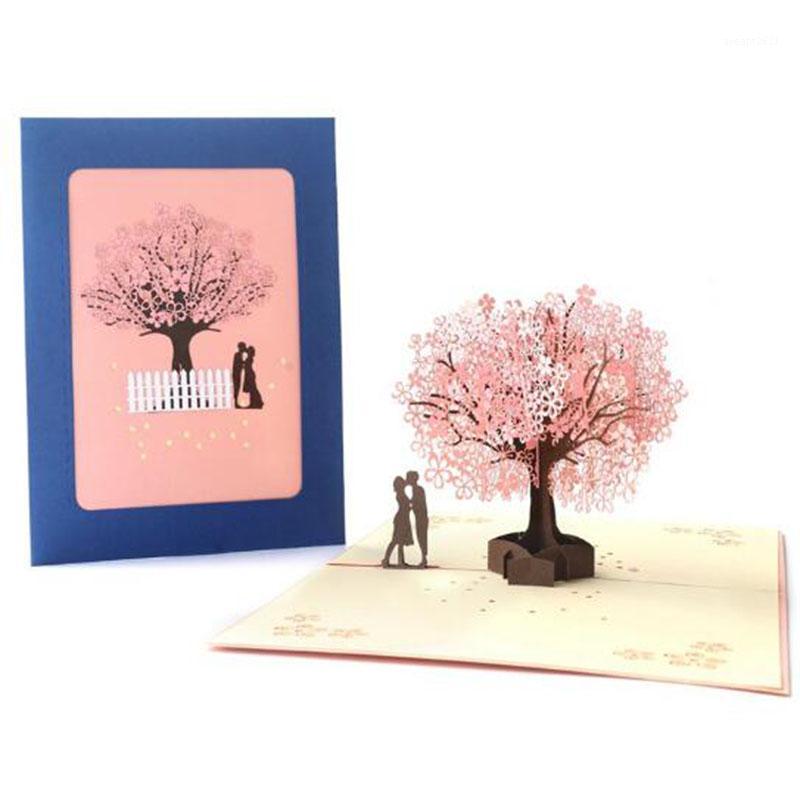 

3pcs/10pcs 3D Wedding Invitations Romantic Cherry Tree Blessing Letter Card Greeting Card Valentine's Day Wedding Party Decor1