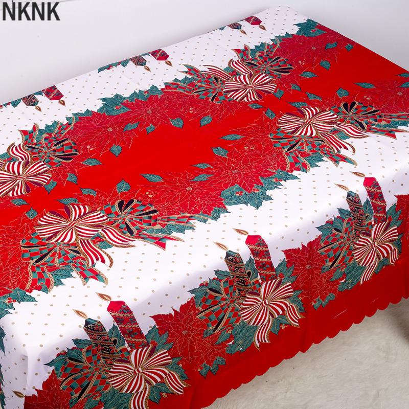 

Table Cloth Christmas Polyester Printed Tablecloth Year Covers Anti-fouling Santa Decorations 150x180cm